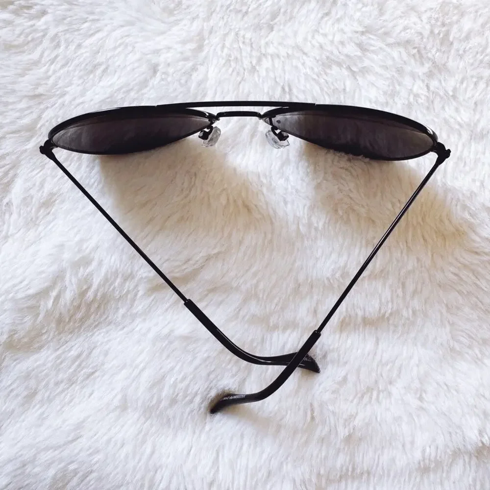 Flynn Black W/ Mirrored Lenses Aviator Sunglasses